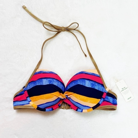 NWT Aerie Striped Push Up Underwire Bikini Swim Top 34B - Picture 1 of 5